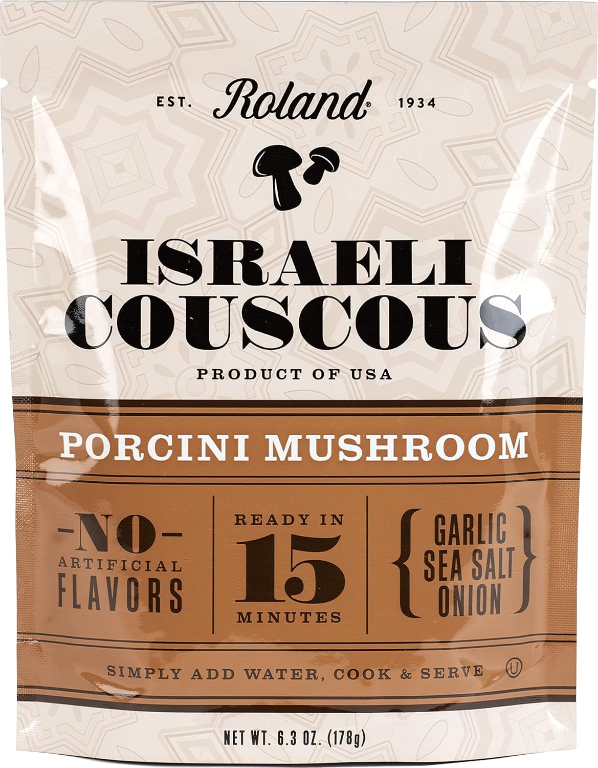 Roland Porcini Mushroom Israeli Couscous, 6.3-Ounce Pouch