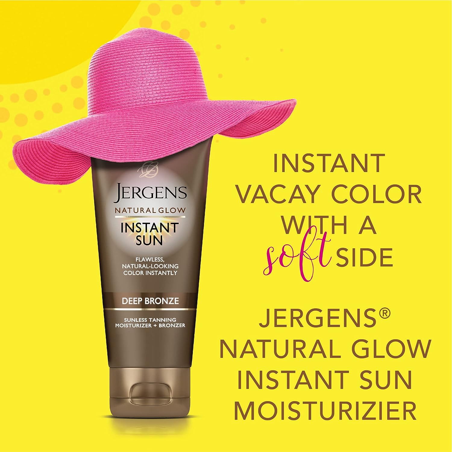 Jergens Natural Glow Instant Sun Sunless Tanning Moisturizer + Bronzer, Self Tanner, Deep Bronze, for Natural-Looking Tan, 6 Ounce : Beauty & Personal Care