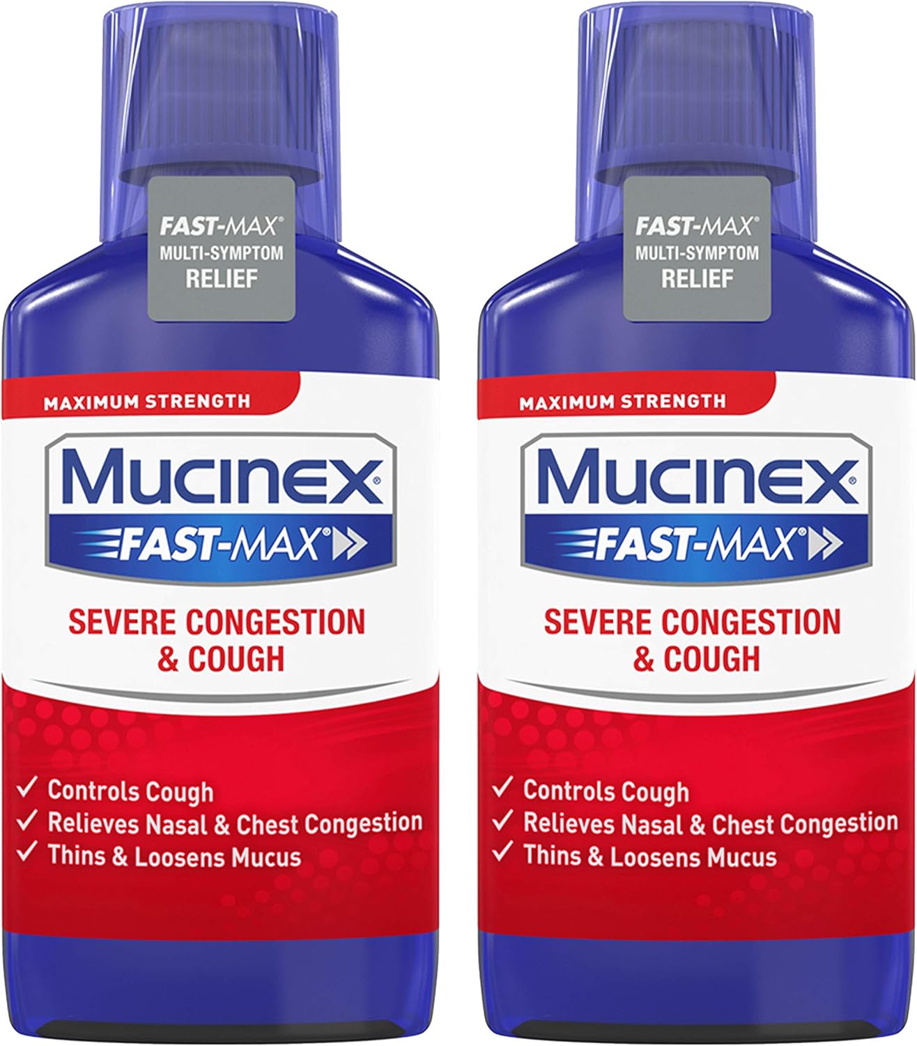 Mucinex Fast-Max Maximum Strength Severe Congestion & Cough, Multi-Symptom Relief, Cough Suppressant, Expectorant, Nasal Decongestant, 9 Fl Oz (Pack Of 2)