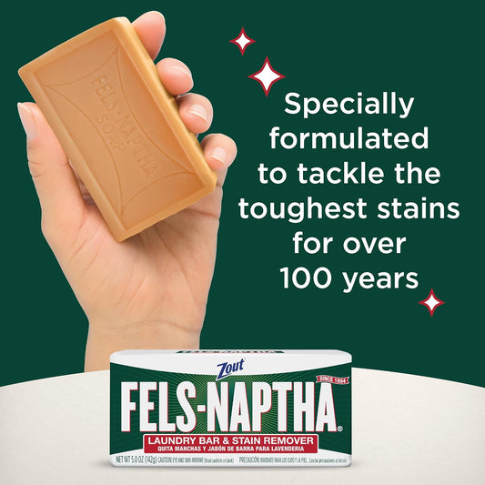 Zout Fels-Naptha Laundry Bar and Stain Remover, Tough Stain Removal, 5 Ounces