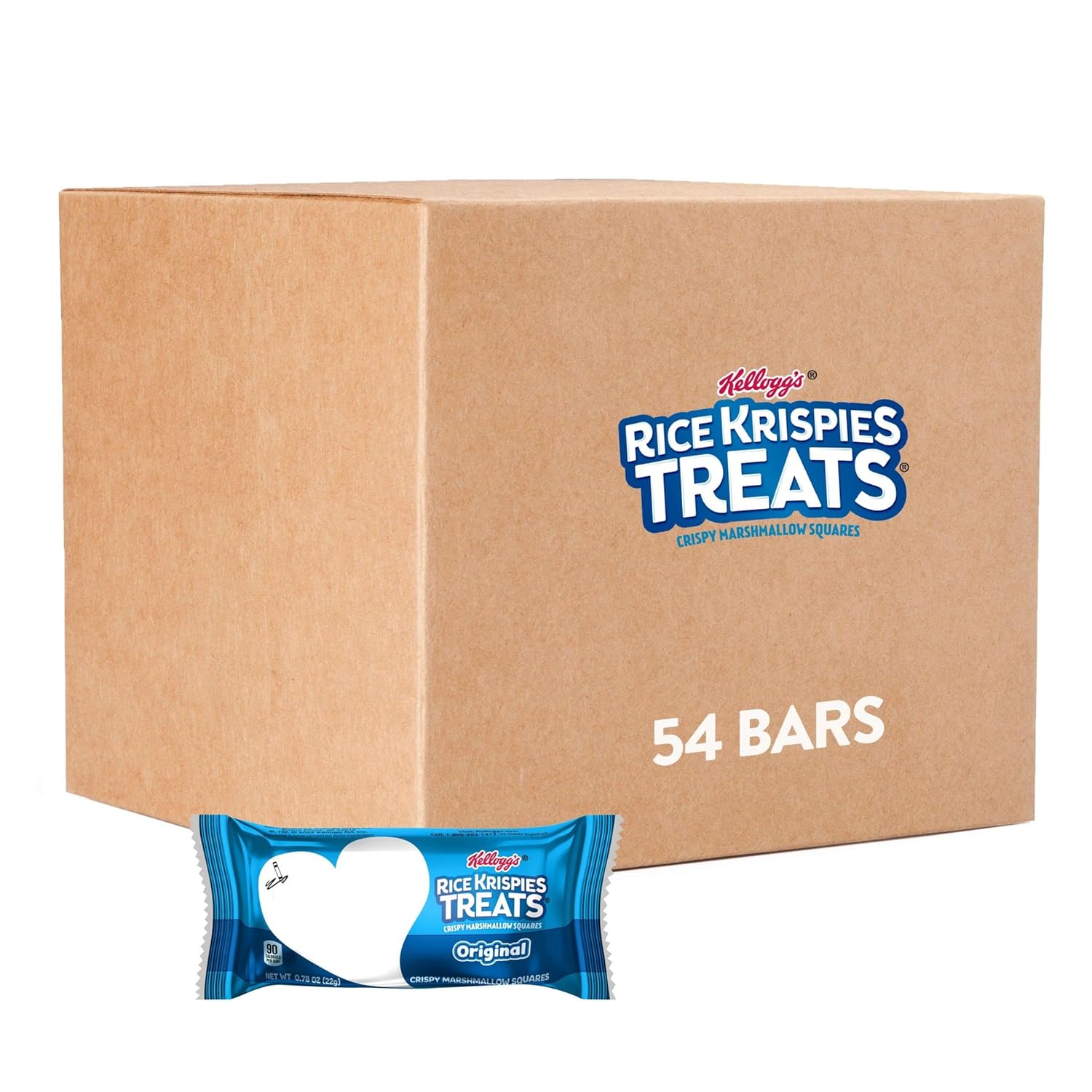 Kellogg'S Rice Krispies Treats, Crispy Marshmallow Squares, Original, School Lunch Snack, 41.9Oz Case (54 Count)