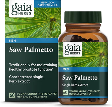 Gaia Herbs Saw Palmetto - Supports Healthy Prostate Function For Men - Contains Saw Palmetto And Sunower Seed Lecithin To Support Men’S Health - 60 Vegan Liq Phyto-Capsules (30-Day Supply)