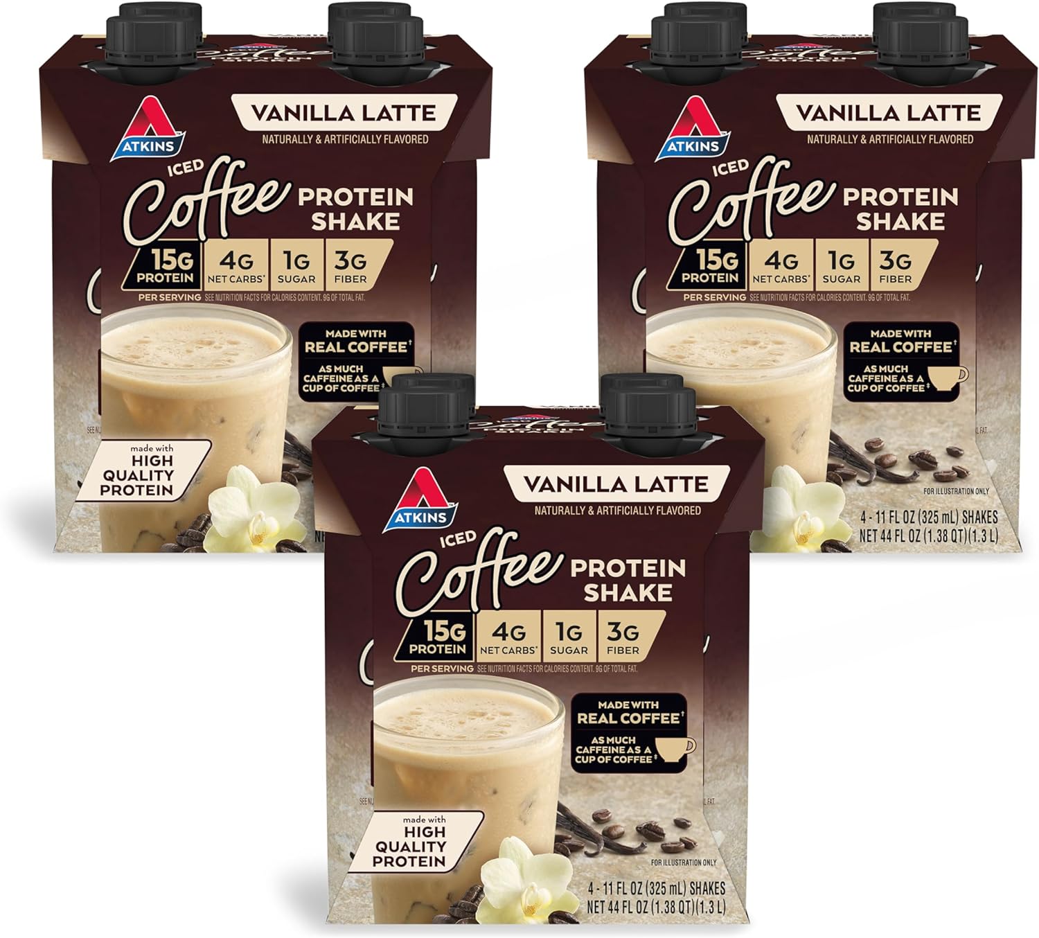 Atkins Chai Tea Latte Protein Shake With 15G Protein, 3G Net Carb, 1G Sugar + Atkins Peanut Butter Protein Wafer Crisps With 10G Protein, 4G Net Carb, 1G Sugar, 5 Count