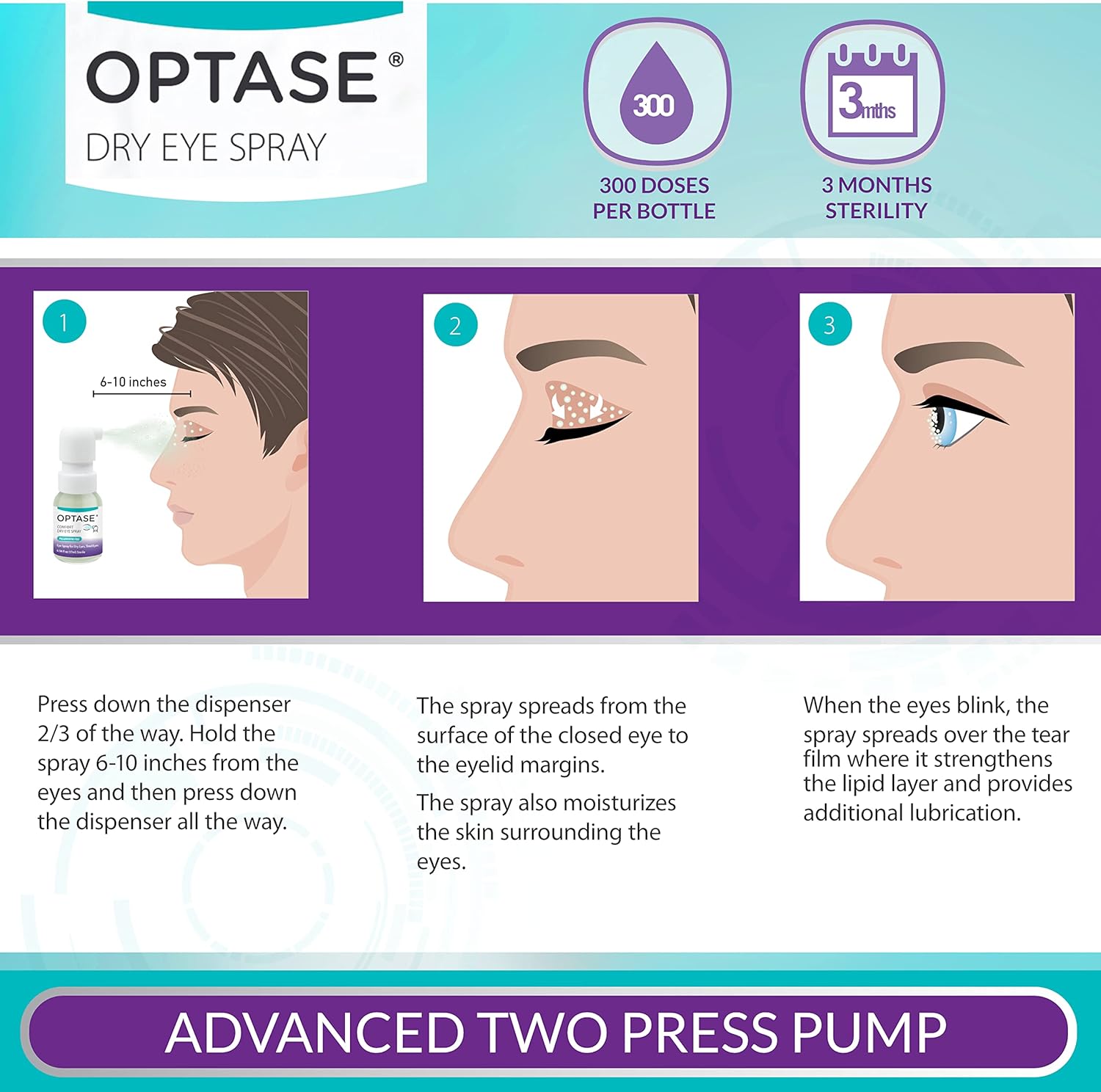 OPTASE Comfort Dry Eye Spray - Eye Spray for Dry Eyes - Preservative Free Artificial Tears Eye Drops Alternative - Dry Eye Drops in a Convenient Spray - Multi-Use Bottle, Contact Lens Safe - .58 fl oz : Health & Household