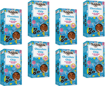 Angelic Free From 8 Pack Chocolate Chip Vegan & Gluten Free Cookies. Dairy, Nuts, Soya, Egg, Peanut & Wheat Free. Allergy Safe Tea Biscuit. Multipack Biscuits Free From Top 14 Allergens. (8 X 125G)
