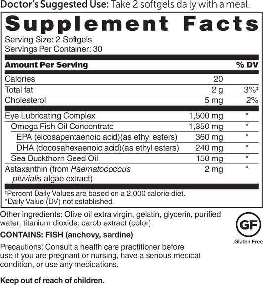 Dr. Whitaker'S Eyedrate Hydration And Lubrication Supplement With Omega-3, Omega-7 And Antioxidants, 60 Softgels (30-Day Supply)