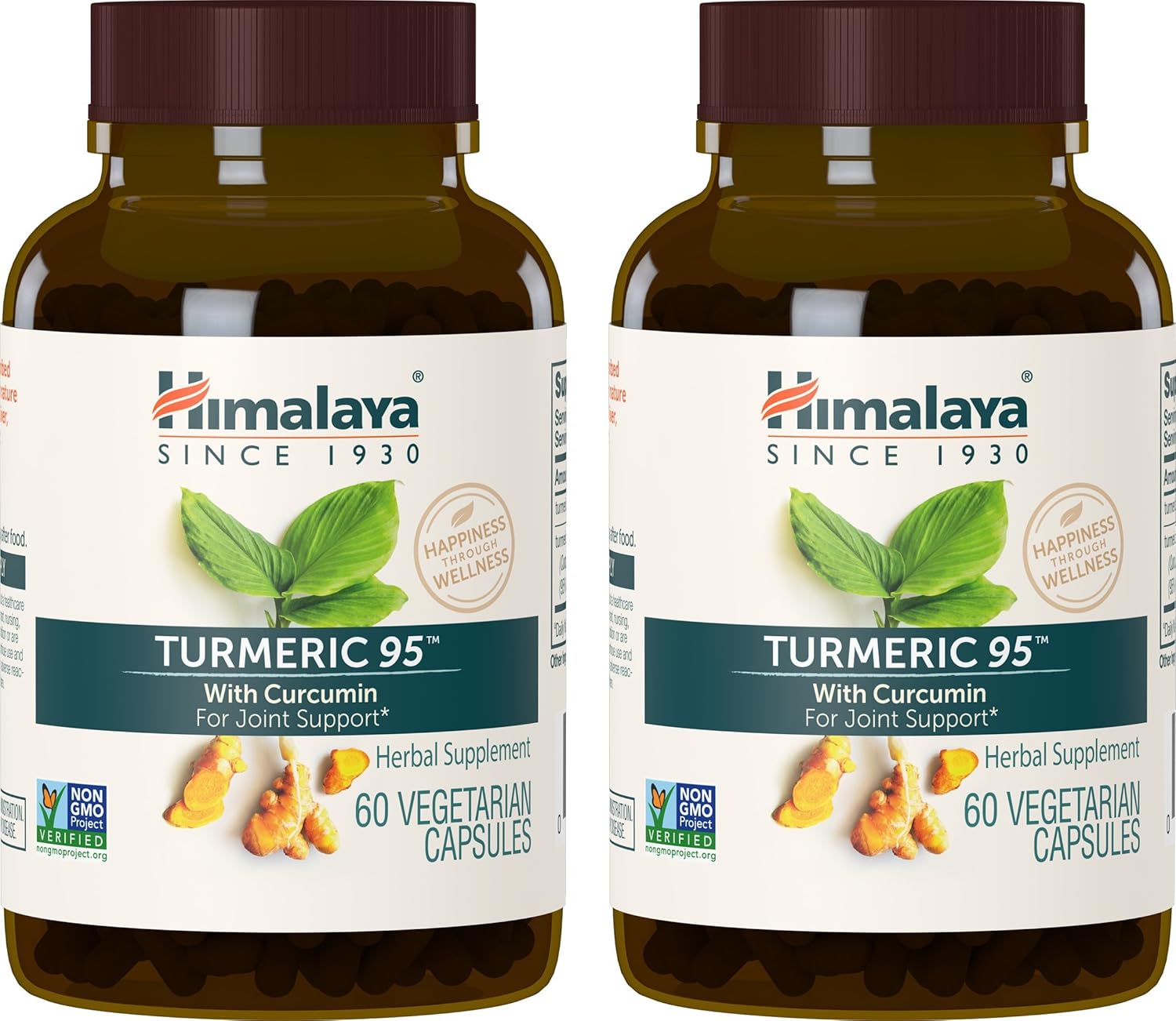 Himalaya Turmeric 95 Supplement With Curcumin/Curcuminoids, Joint And Muscle Support, Optimum Flexibility And Mobility, 600 Mg, Non-Gmo, Vegan, Gluten Free, 60 Capsules, 2 Pack, 60 Day Supply