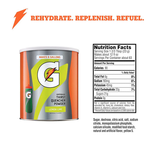 Gatorade Thirst Quencher Powder, Lemon-Lime, 51Oz Powder (Pack Of 3)