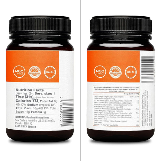 New Zealand Honey Co. Raw Manuka Honey Umf 10+ | Mgo 263+, 17.6Oz / 500G | Organic Medical Grade Manuka Honey For Daily Wellness, Skin Care & Dogs