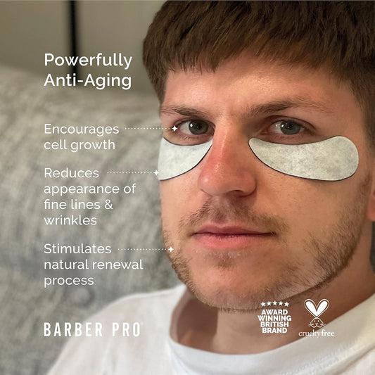 Barber Pro Under Eye Mask Mens Eye Patches Activated Charcoal & Volcanic Ash Gel Pads Natural Anti-Ageing Skincare For Puffy Eyes Vegan Multi Award Winning Brand 3 Pairs