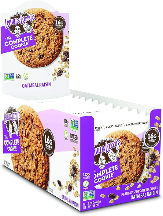 Lenny & Larry'S The Complete Cookie, Oatmeal Raisin, 16G Plant Protein, Vegan, Non-Gmo, 4 Ounce Cookie (Pack Of 12)