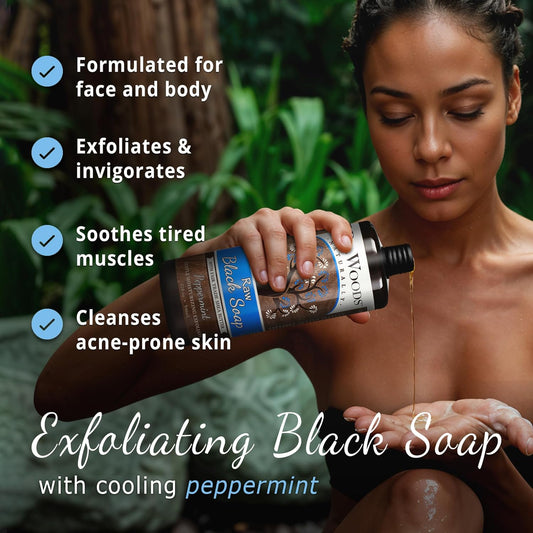 Dr. Woods Raw Moisturizing Black Peppermint Soap With Organic Shea Butter, 32 Ounce