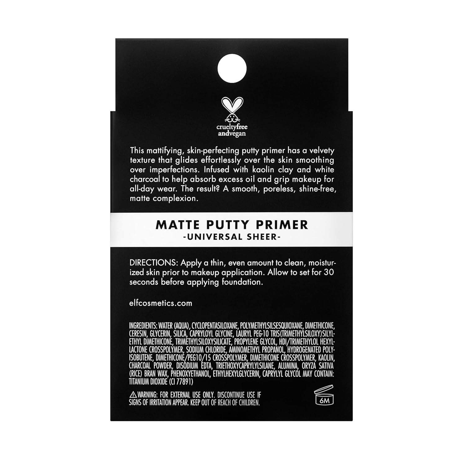 e.l.f., Matte Putty Primer, Skin Perfecting, Lightweight, Oil-free formula, Mattifies, Absorbs Excess Oil, Fills in Pores and Fine Lines, Soft, Matte Finish, All-Day Wear, 0.74 Oz : Everything Else