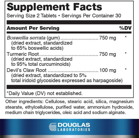 Douglas Laboratories Boswellia-Turmeric Complex | Botanical Extracts to Support Normal Recovery of Joints and Muscles After Exercise or Activity* | 60 Tablets
