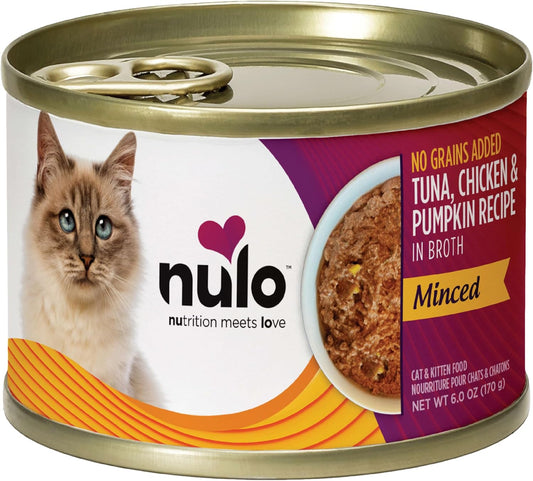 Nulo Grain-Free Minced Wet Canned Cat & Kitten Food, Tuna, Chicken, And Pumpkin In Broth, 6.0 Ounce, 8 Cans