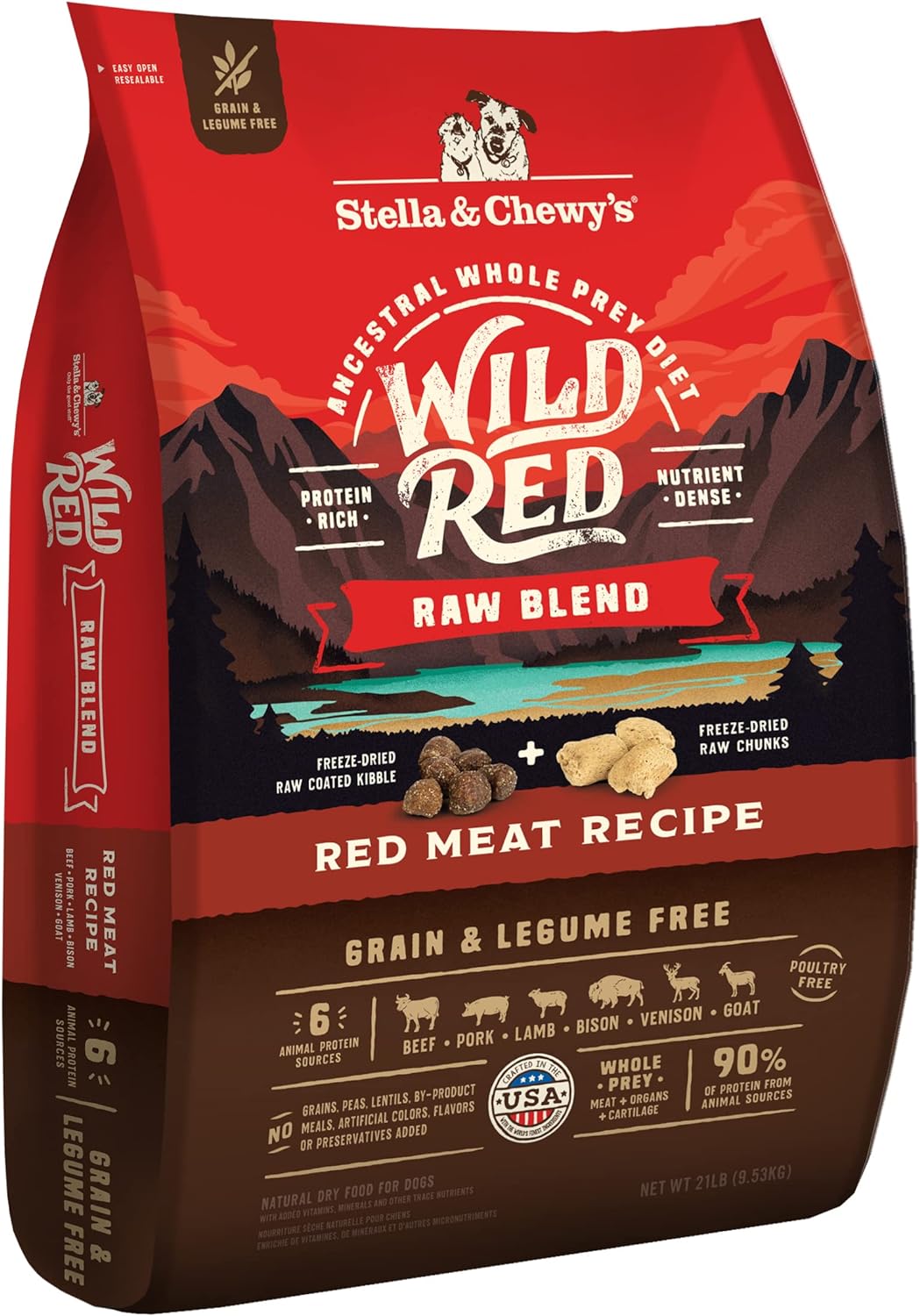 Stella & Chewy's Wild Red Dry Dog Food Raw Blend High Protein Grain & Legume Free Red Meat Recipe, 21 lb. Bag