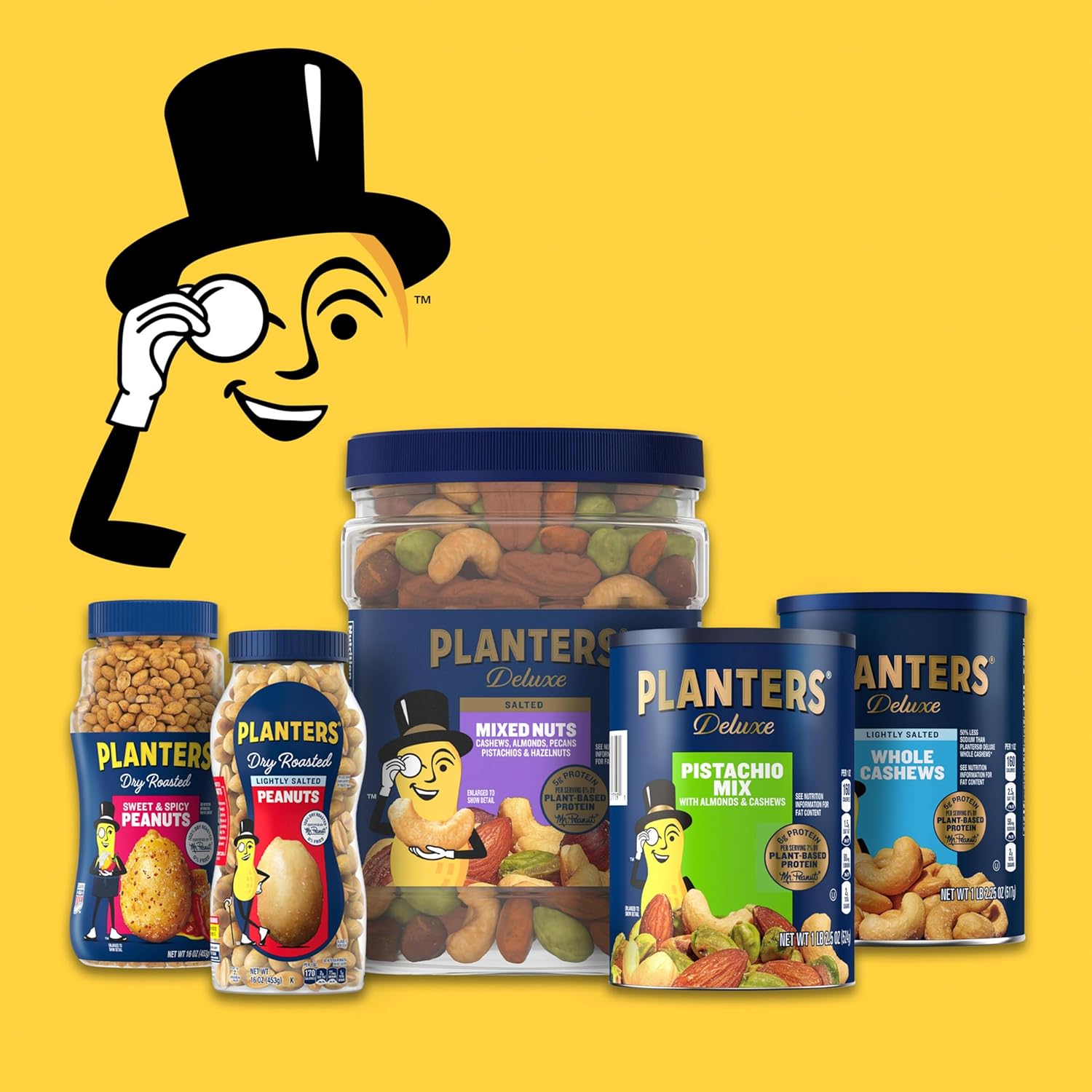 Planters Salted Cashew Halves & Pieces, Party Snacks, Plant-Based Protein, Quick Snack For Adults, After School Snack, Roasted Cashews, Flavored With Sea Salt, Bulk Nuts, Kosher, 26Oz Canister