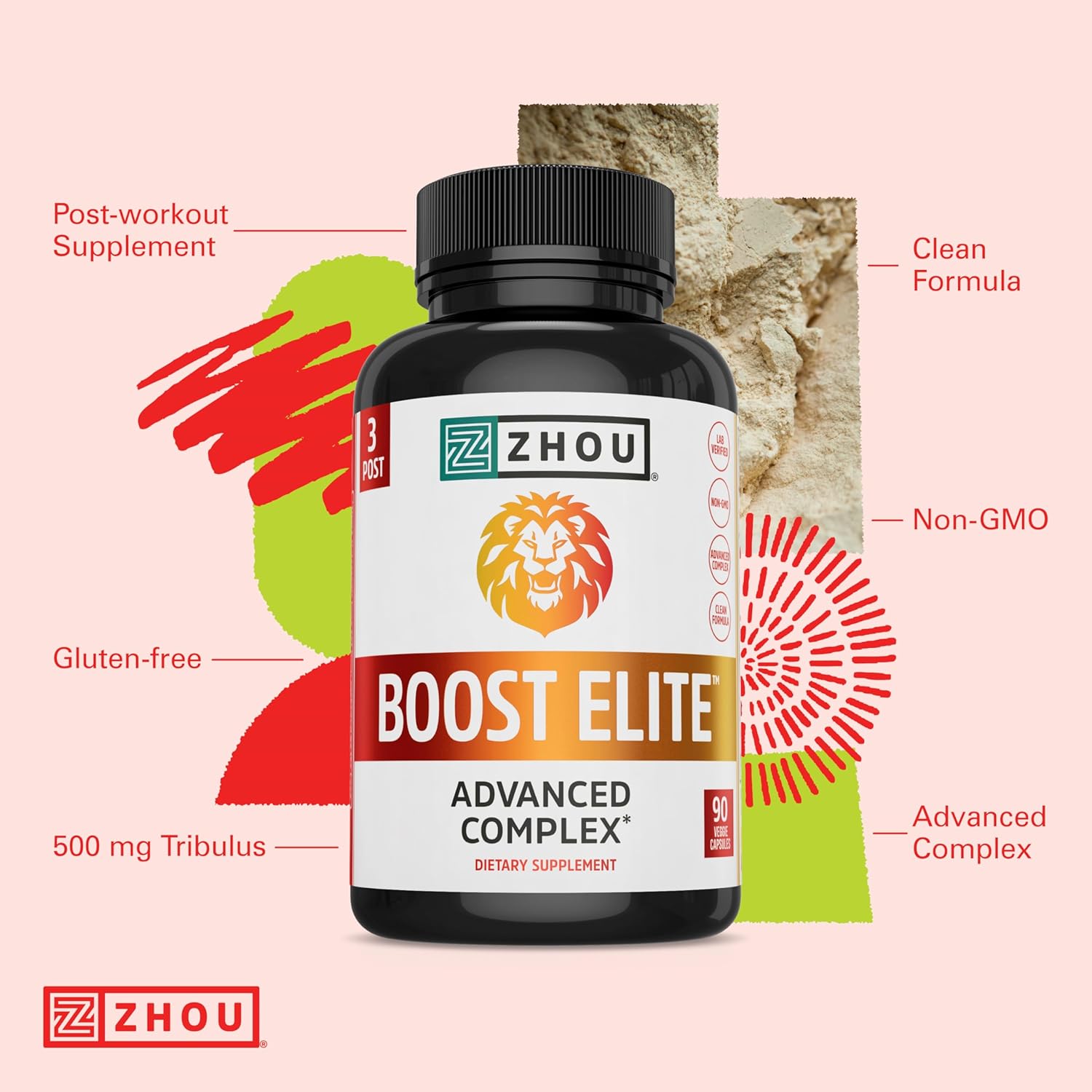 Zhou Boost Elite, Formulated to Increase Stamina & Energy Support, 30 Servings, 90 Veggie Caps : Health & Household