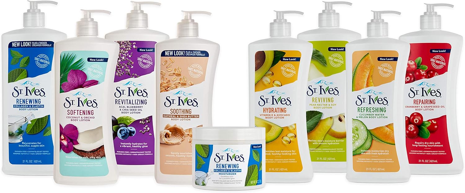 St. Ives Hydrating Hand & Body Lotion Moisturiser For Dry Skin Vitamin E & Avocado Made With 100% Natural Moisturisers 21 Oz (Pack Of 4)