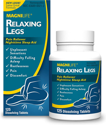 Magnilife Relaxing Legs, Natural Sleep Aid And Pain Reliever, Calms Jerks, Restlessness, And Discomfort - 125 Quick Dissolve Tablets