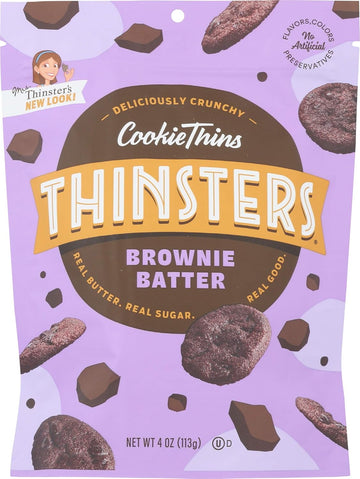 Thinsters Cookies, Brownie Batter Cookie Thins, 4 Oz Pack
