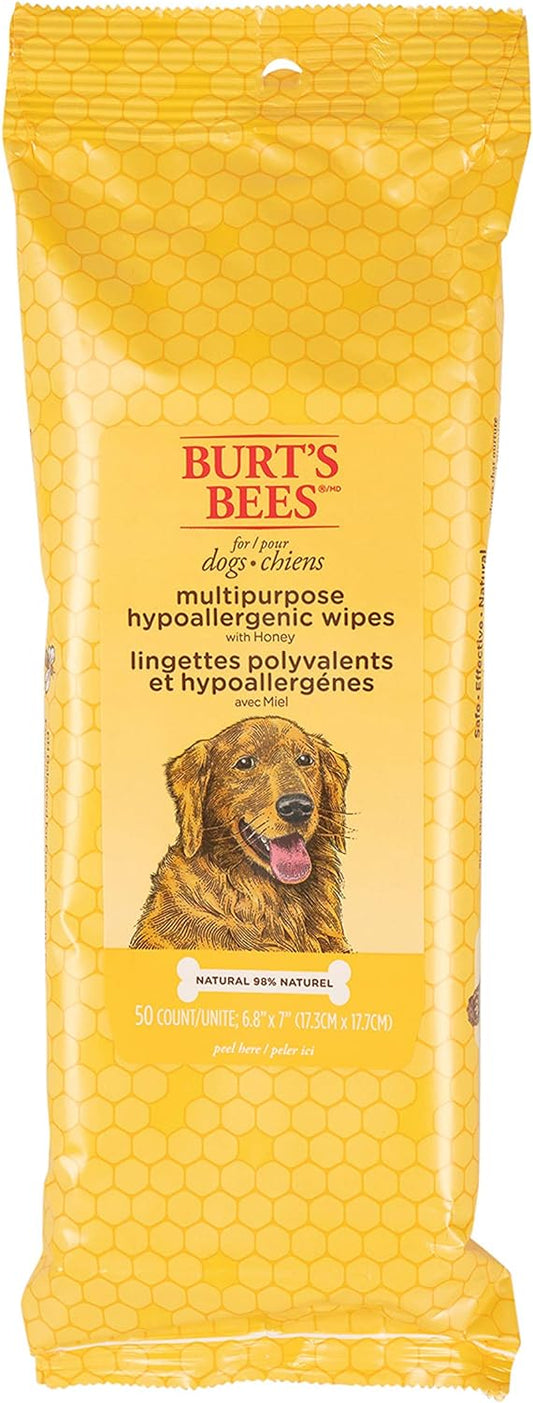 Burt's Bees for Pets Multipurpose Dog Grooming Wipes | Puppy & Dog Wipes for Grooming | Cruelty Free, Sulfate & Paraben Free, pH Balanced for Dogs - Made in USA, 50 Ct - 6 Pack