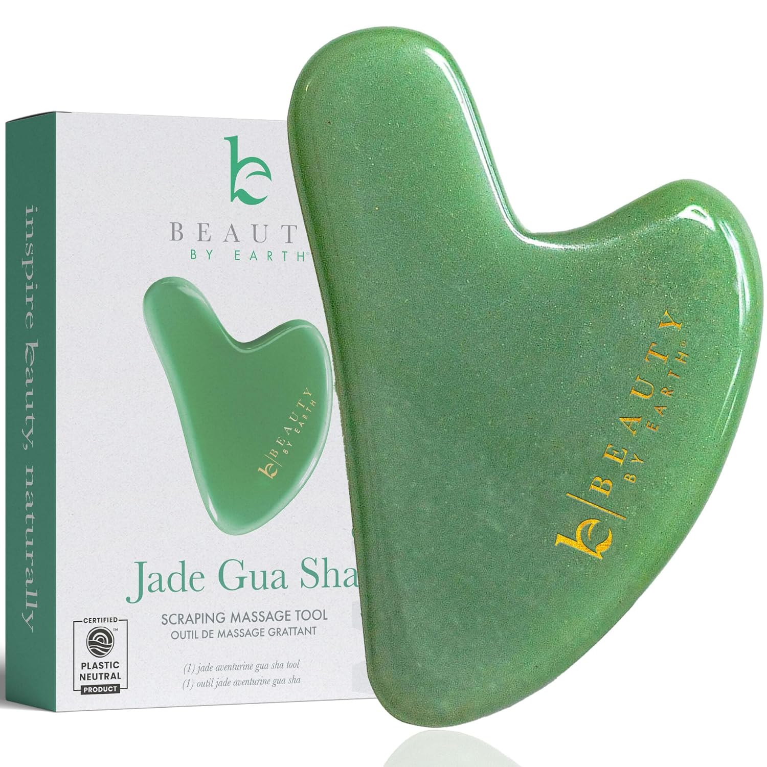 Beauty by Earth Jade Gua Sha - Face Sculpting Tool for Face Massage, Jaw Massager, Facial Massage Tools are Stocking Stuffer Ideas for Women and Teenage Girls, Small Gifts