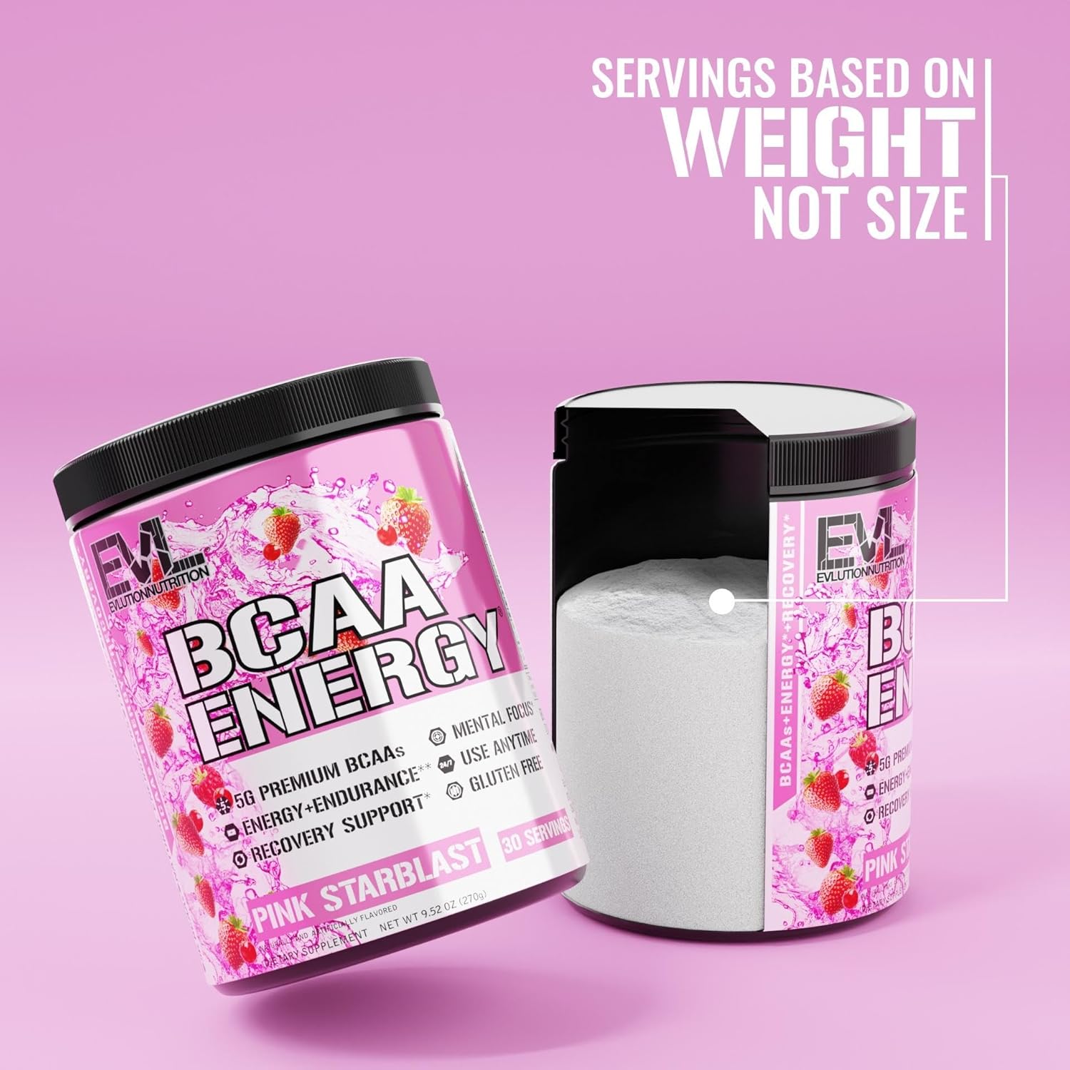 EVL BCAAs Amino Acids Powder - BCAA Energy Pre Workout Powder for Muscle Recovery Lean Growth and Endurance - Rehydrating BCAA Powder Post Workout Recovery Drink with Natural Caffeine - Pink Starblast : Health & Household