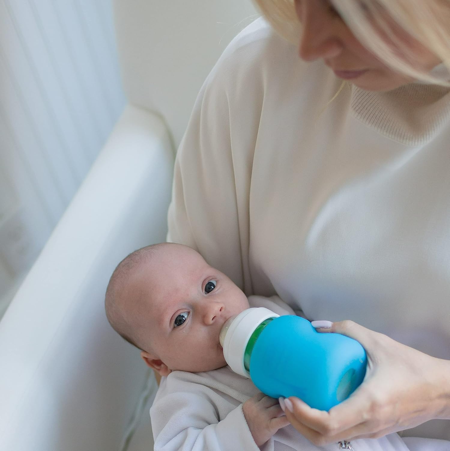 Dr. Brown's Natural Flow Options+ Glass Baby Bottle Sleeves,100% Silicone,5 oz,Wide-Neck,Blue : Baby