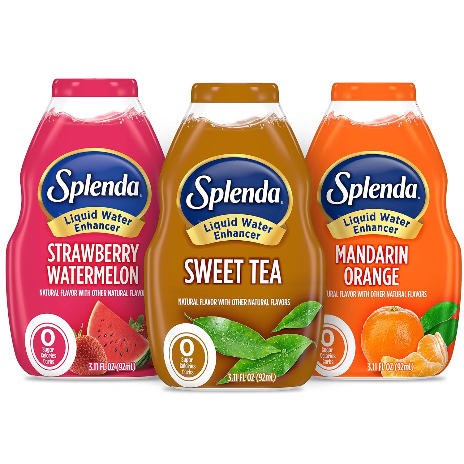 Splenda Liquid Water Enhancer Drops, Sugar Free, Zero Calorie, Natural Flavor, Concentrated Drink Mix, 3.11 Fl Oz Each Bottle (Variety, 3 Pack)