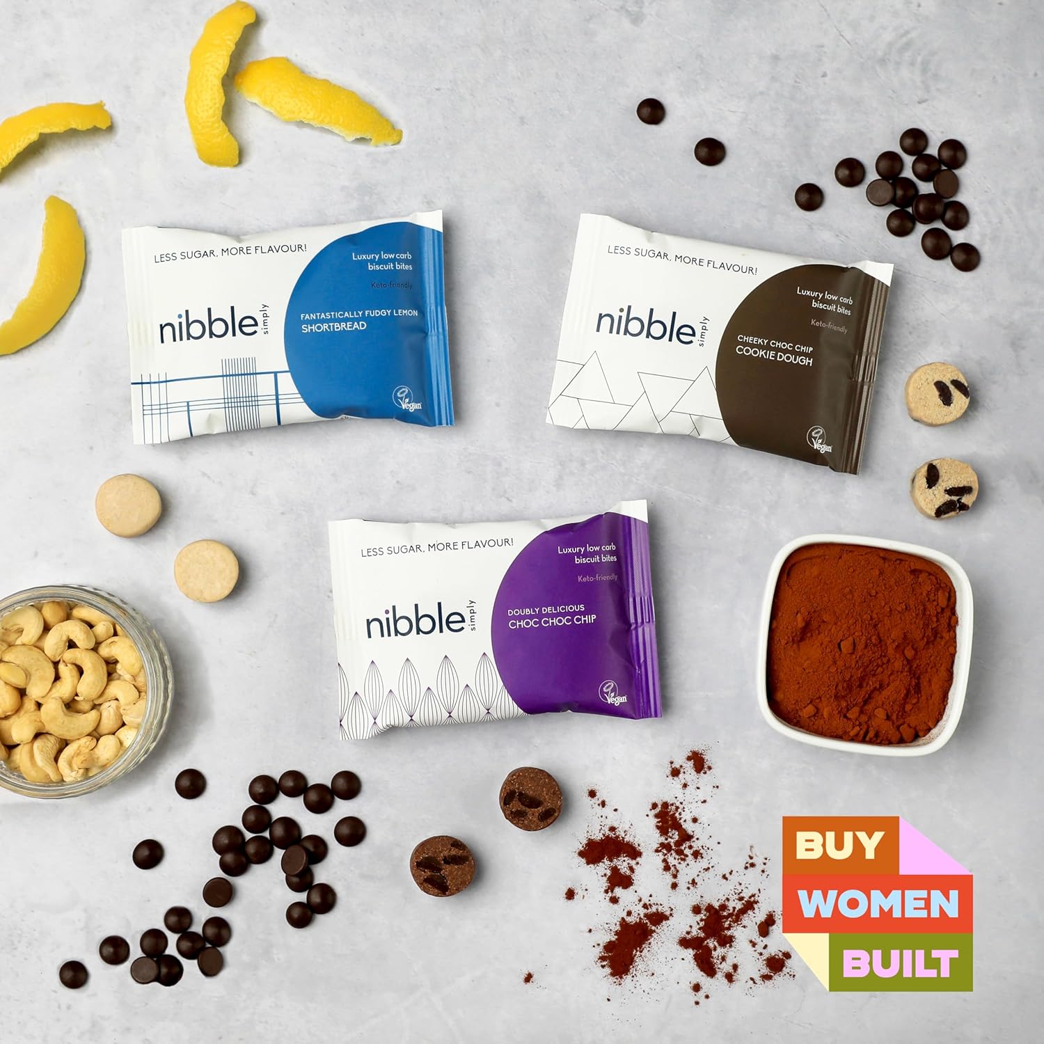 Nibble Simply Multipack - 4 of each Flavour - Low Carb, Lower Sugar, Keto, Vegan (12 x 36g packs) : Amazon.co.uk: Grocery