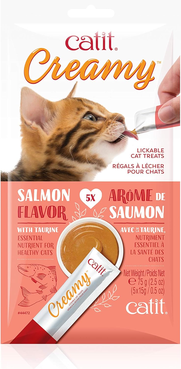 Catit Creamy Lickable Cat Treat, Healthy Cat Treat, Salmon, 30 Pack