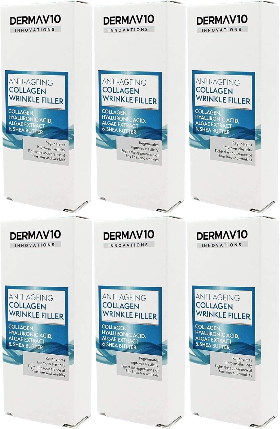 Derma V10 Anti-Ageing Collagen Wrinkle Filler With Hyalauronic Acid, Algae Extract & Shea Butter (6 Pack)