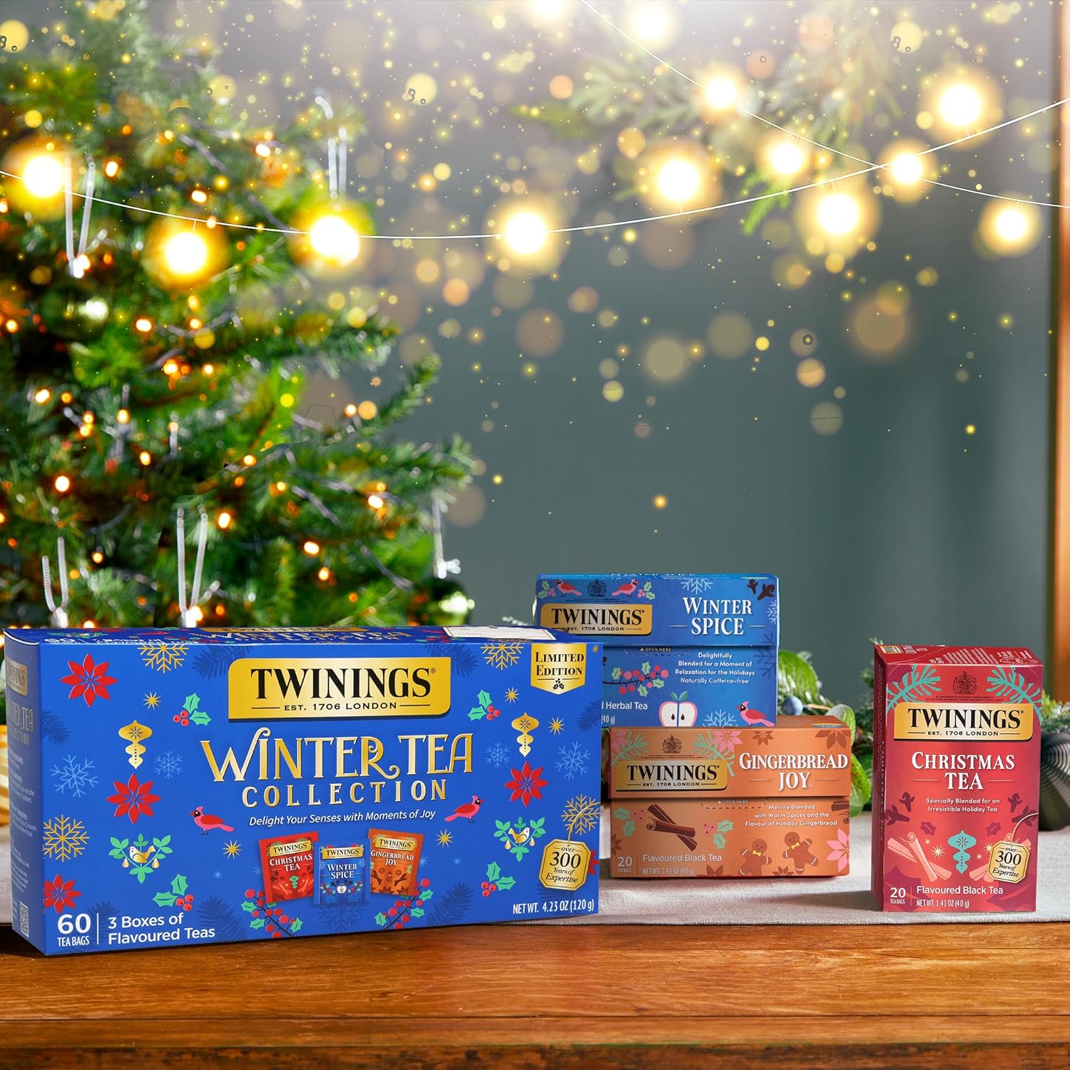 Twinings Winter Tea Collection, Limited Edition Holiday Gift Box, 20 Count (Pack Of 3), Includes Christmas Tea, Winter Spice, And Gingerbread Joy, Enjoy Hot Or Iced