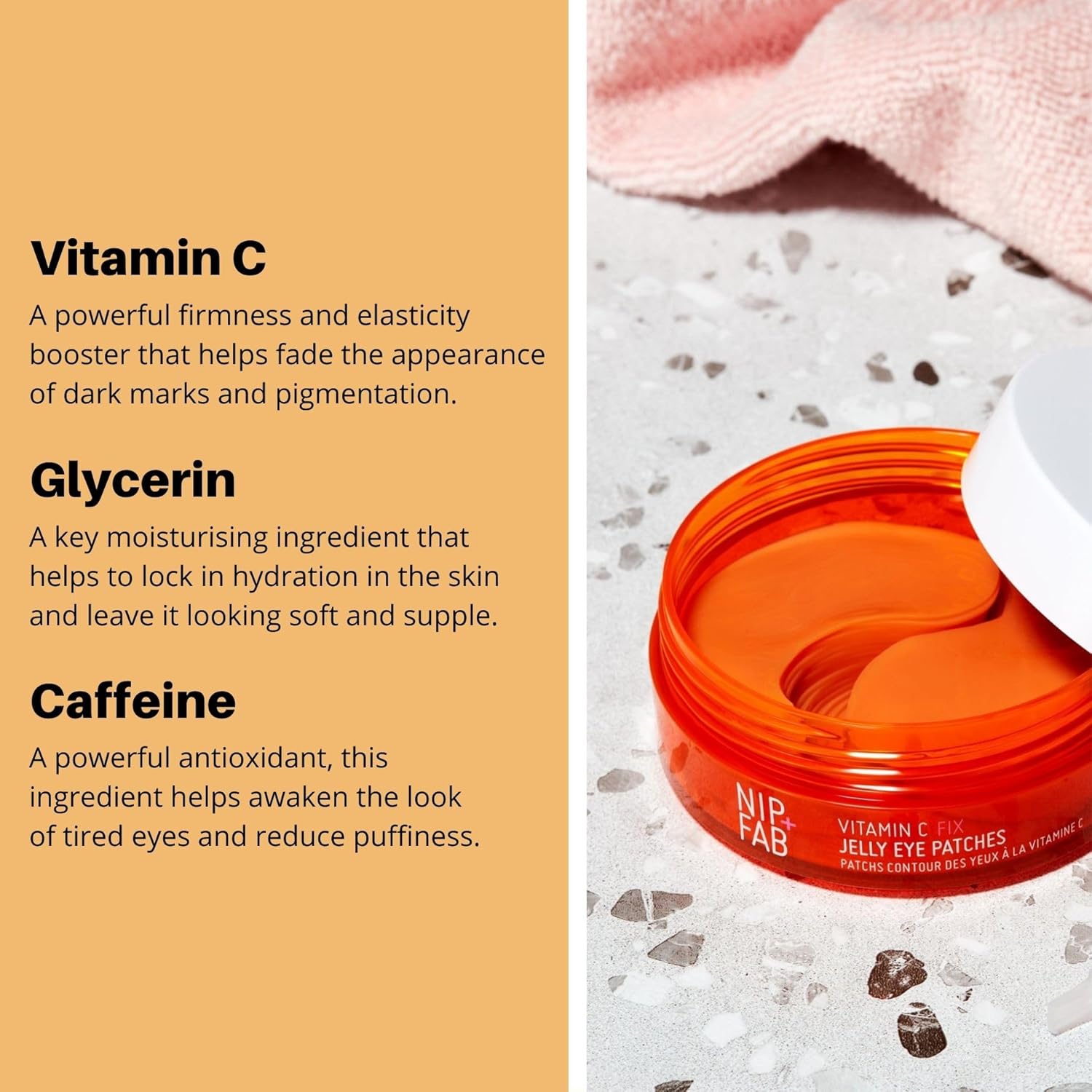 Nip+Fab Vitamin C Fix Jelly Eye Patches, 20 Pairs, Brightening Hydro Gel for Under-Eyes with 3 stable forms of Vitamin C : Amazon.co.uk: Beauty