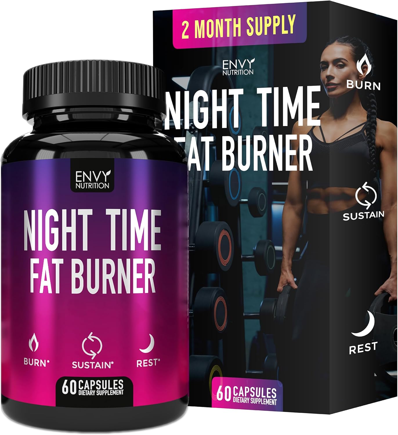 Night Time Fat Burner Supplements With Green Coffee Bean Extract - 60 Capsules