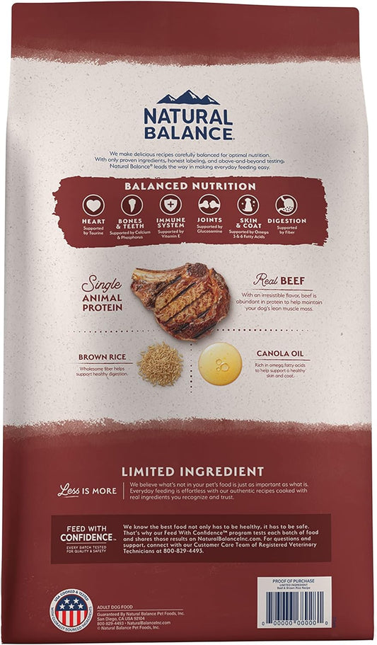 Natural Balance Limited Ingredient Adult Dry Dog Food With Healthy Grains, Beef & Brown Rice Recipe, 4 Pound (Pack Of 1)