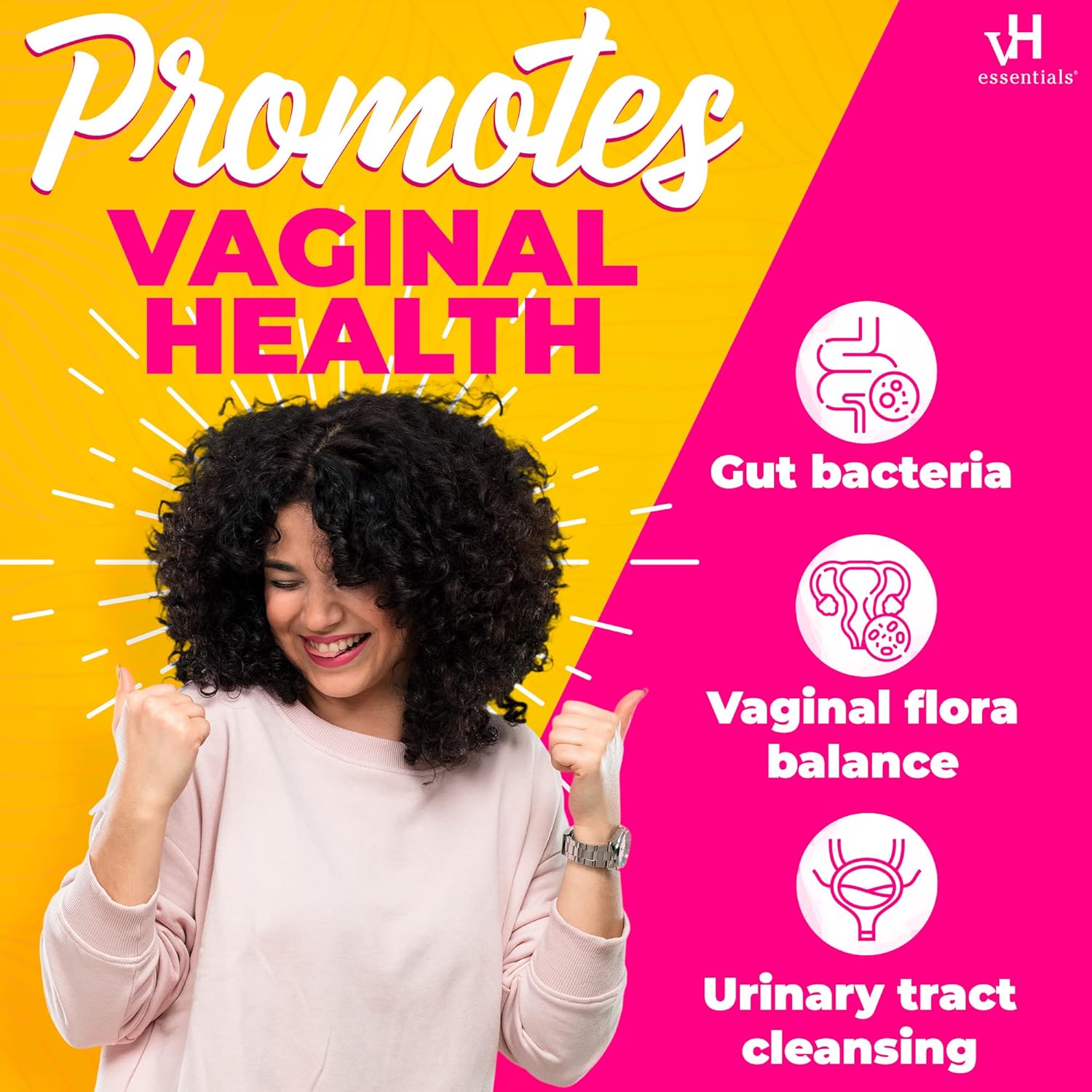 Vh Essentials Probiotics For Women With Prebiotics, Cranberry & Vitamin C - 60 Capsules (30 Day Supply) - Vaginal Probiotics Support Gut Balance, Vaginal Health & Urinary Tract Health For Women : Health & Household