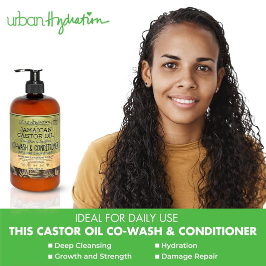 Urban Hydration Jamaican Castor Oil Co-Wash And Conditioner | Sulfate, Paraben And Dye Free, Cleanses, Hydrates And Repairs Damage For Soft, Strong And Shiny Hair, All Hair Types, 16.9 Fl Ounces