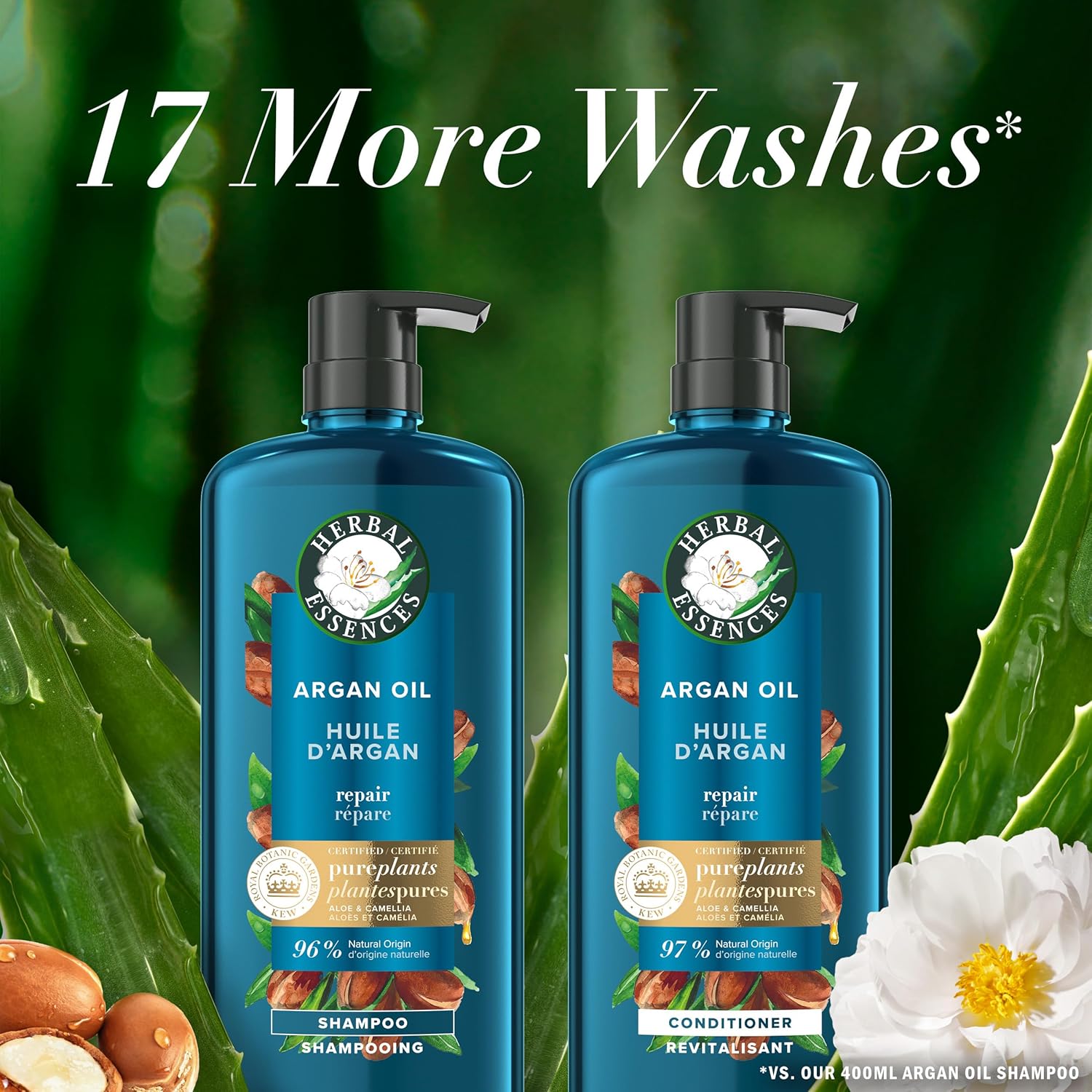 Herbal Essences Argan Oil of Morocco Shampoo & Conditioner Set, Repair & Smooth, Kew Endorsed, Fizzy Citrus Scent, Paraben-Free, Safe for Color-Treated Hair, pH-Balanced, 20.2 Fl Oz Each, 2 Pack : Beauty & Personal Care