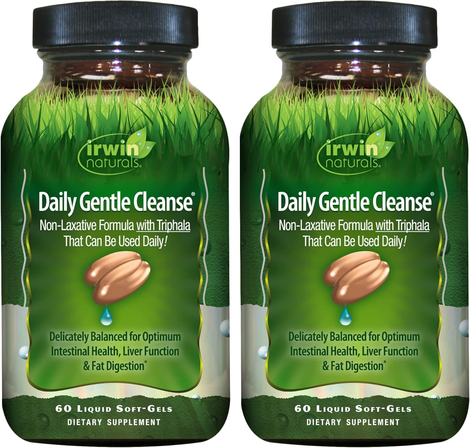 Irwin Naturals Daily Gentle Cleanse - 60 Liquid Soft-Gels, Pack Of 2 - Non-Laxative Formula With Triphala