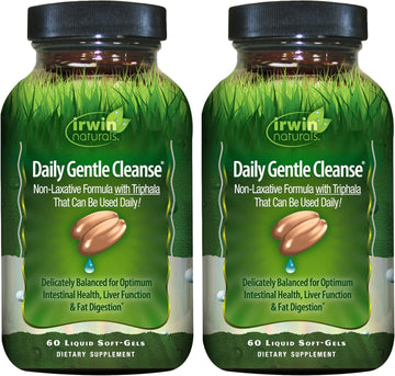Irwin Naturals Daily Gentle Cleanse - 60 Liquid Soft-Gels, Pack Of 2 - Non-Laxative Formula With Triphala