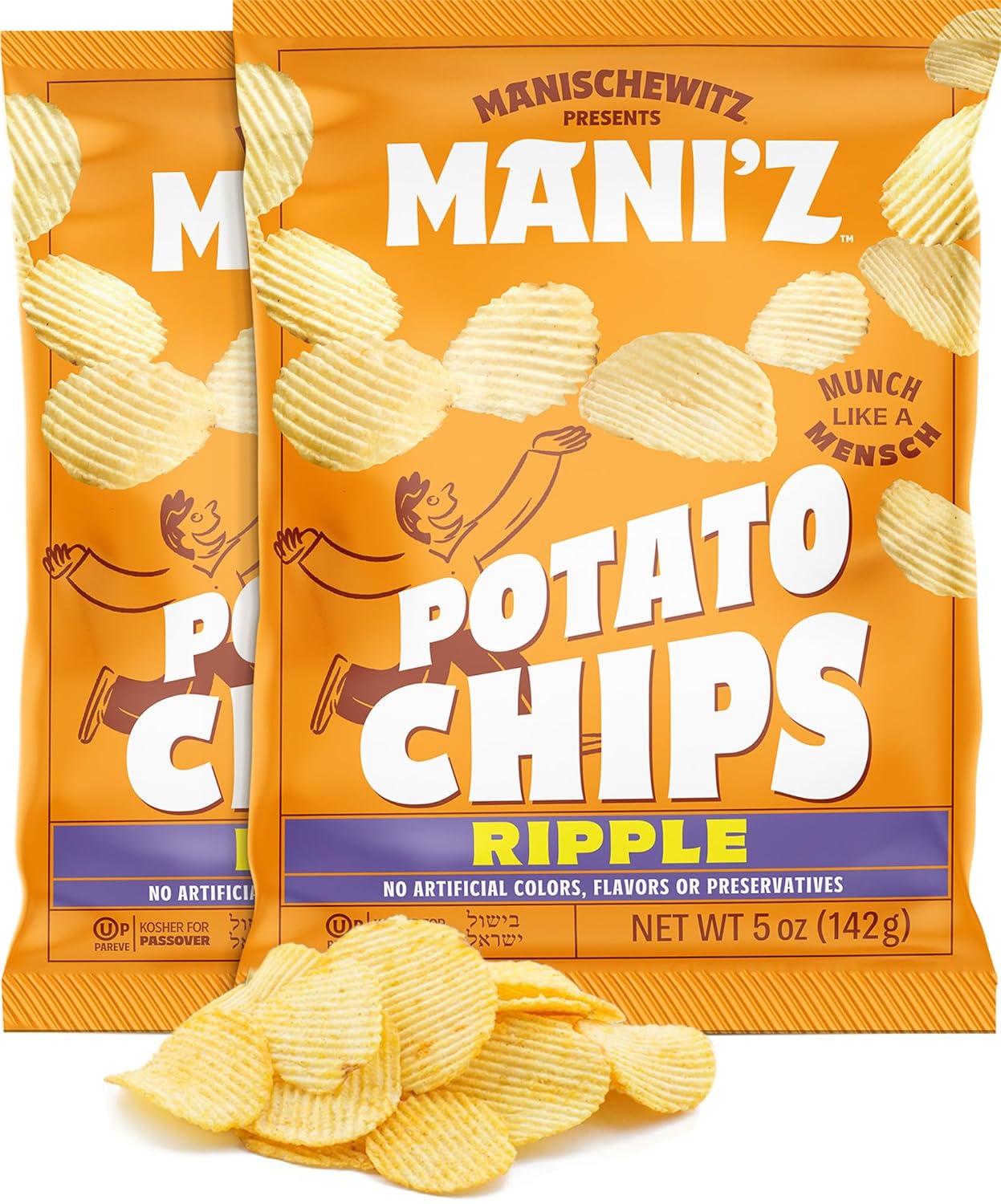Manischewitz Ripple Potato Chips 5oz (2 Pack) | Crispy & Delicious | No Artificial Colors, Flavors or Preservatives | Kosher for Passover