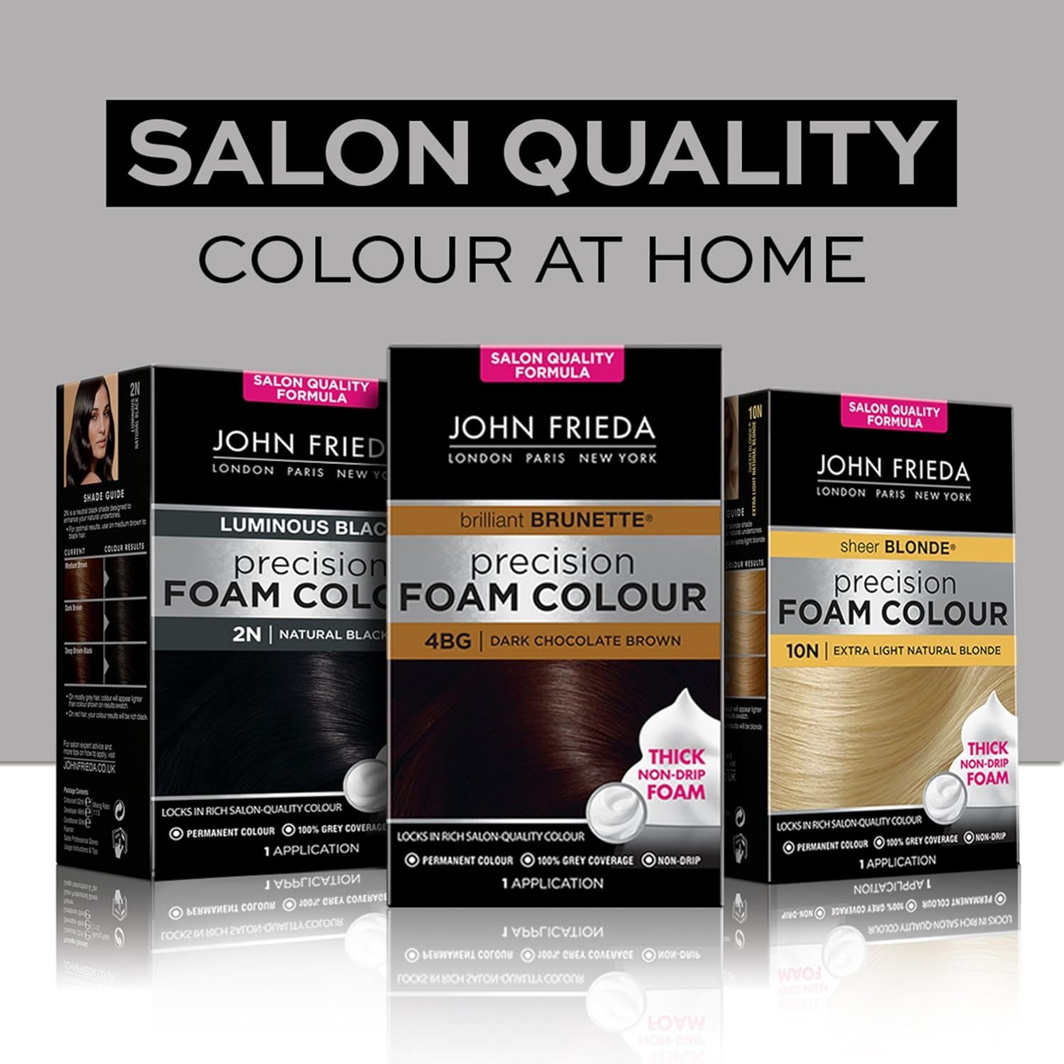 John Frieda Precision Foam Colour 6A, Salon Finish Hair Dye, 100 Percent Grey Coverage, Light Ash Brown (Pack of 2) : Amazon.co.uk: Beauty