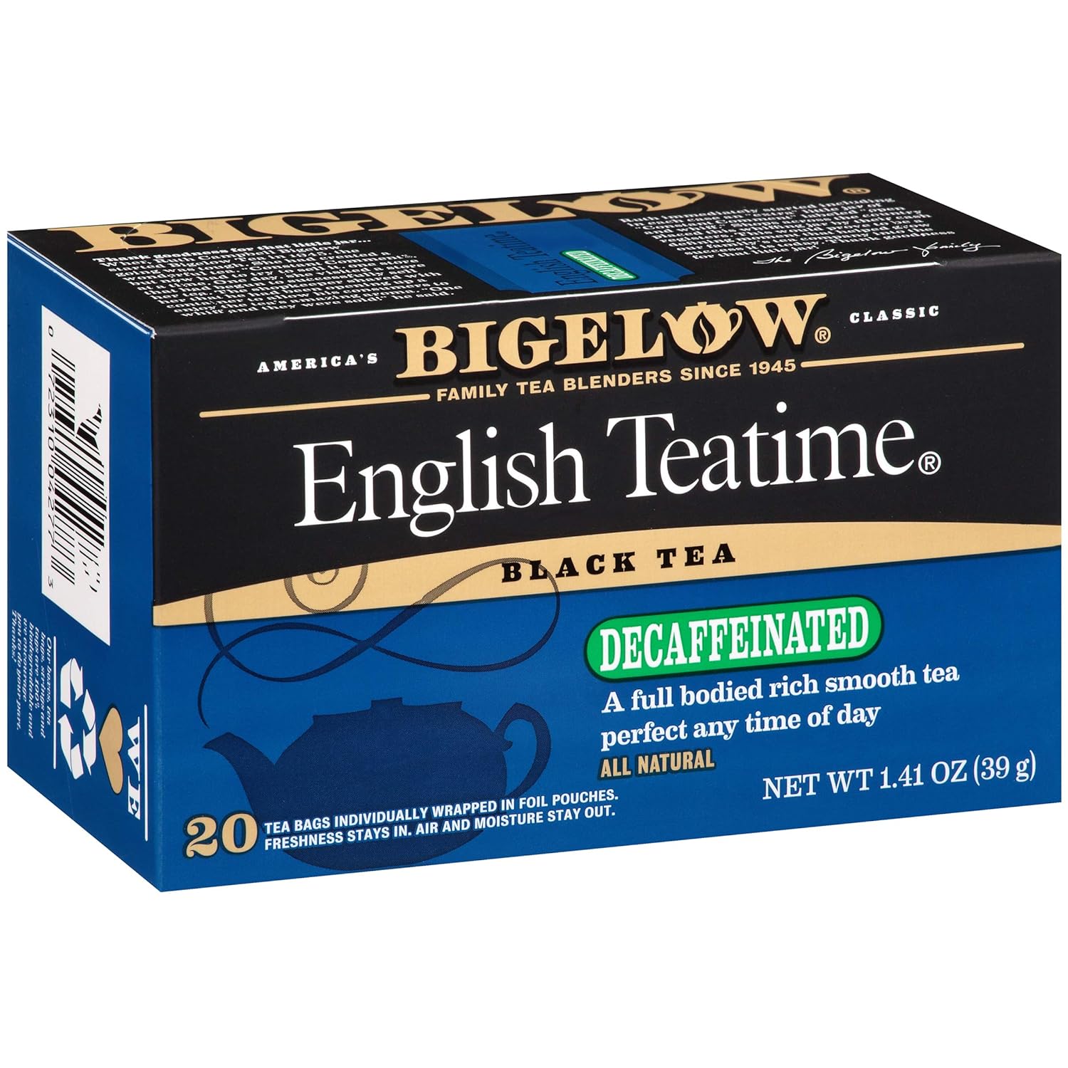 Bigelow Tea Decaffeinated English Teatime Black Tea, Decaf Tea, 20 Count Box (Pack Of 6), 120 Total Tea Bags