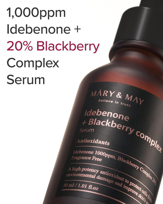 Mary&May Idebenone + Blackberry Complex Serum - Potent Anti Aging Serum For Enhanced Antioxidant And Skin Nourishment - Korean Face Serum, Ewg Green Grade, Cruelty-Free, 1.01 Fl.Oz