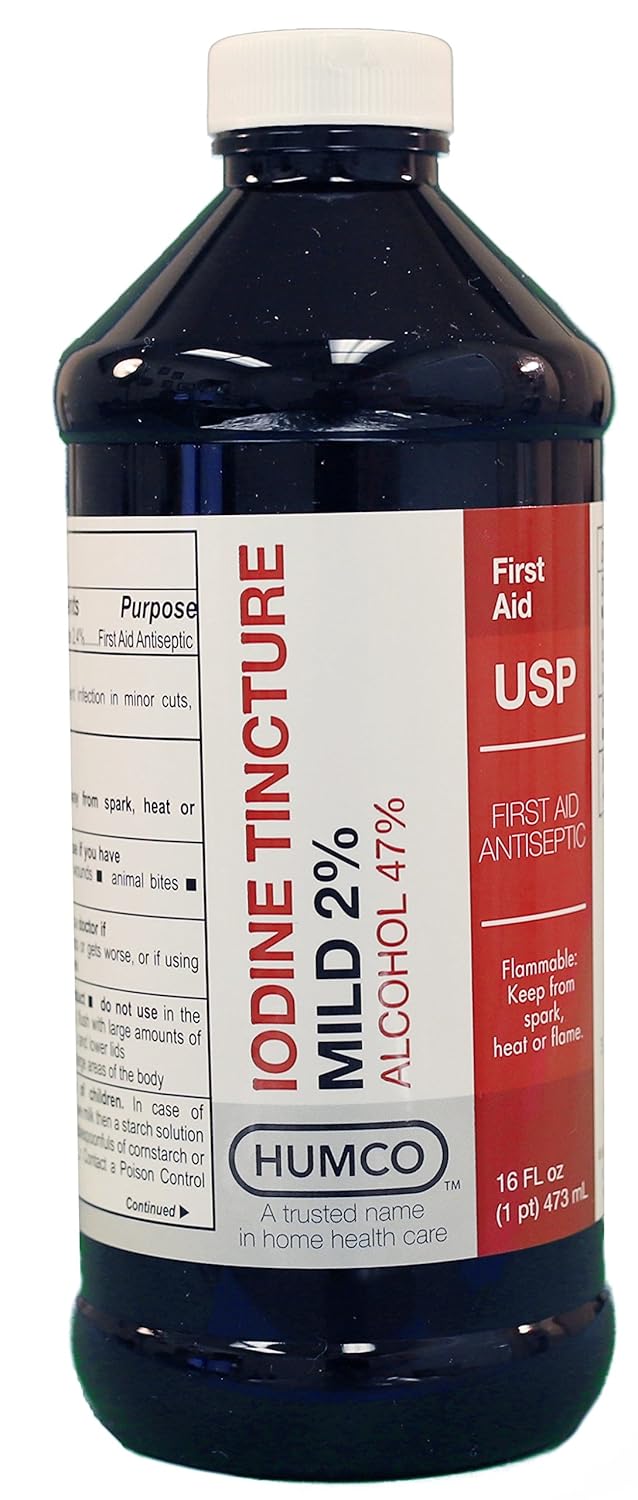 Humco 121316001 Iodine Tincture 2 Percent Mild Usp 16 Oz, Shape