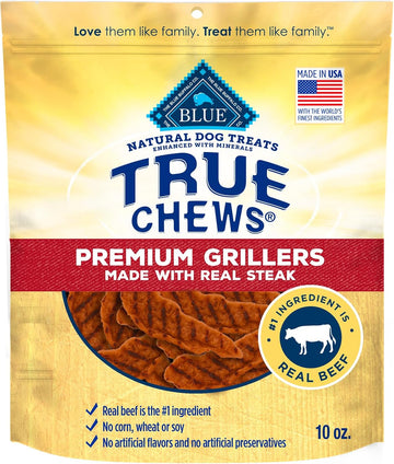 Blue Buffalo True Chews Premium Grillers Dog Treats, Made In The Usa With Natural Ingredients, Steak, 10-Oz. Bag