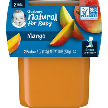 Gerber 2nd Food Baby Food Mango Puree, Natural & Non-GMO, 4 Ounce Tubs, 2-Pack (Pack of 8)