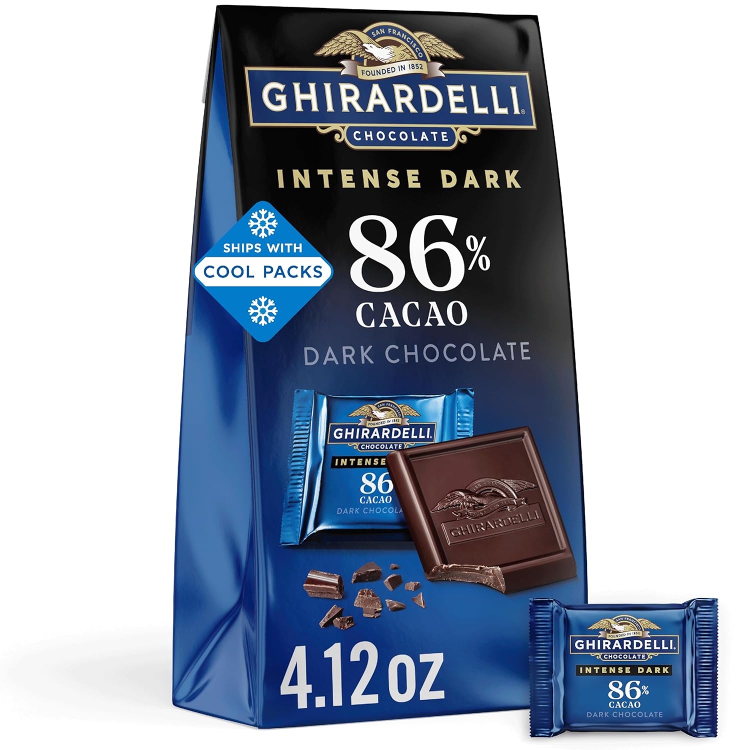 Ghirardelli Intense Dark Chocolate Squares, 86% Cacao, 4.12 Oz Bag (Pack Of 6)